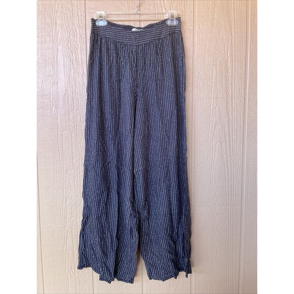 O'NEILL Blue White Pull On Elastic Waist Boho Beachy Wide Leg Pants Size M - Picture 1 of 8